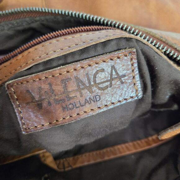 Vilenca Leather Bag Brown Woven Leather Adjustable Shoulder Curved Braided - Picture 6 of 16